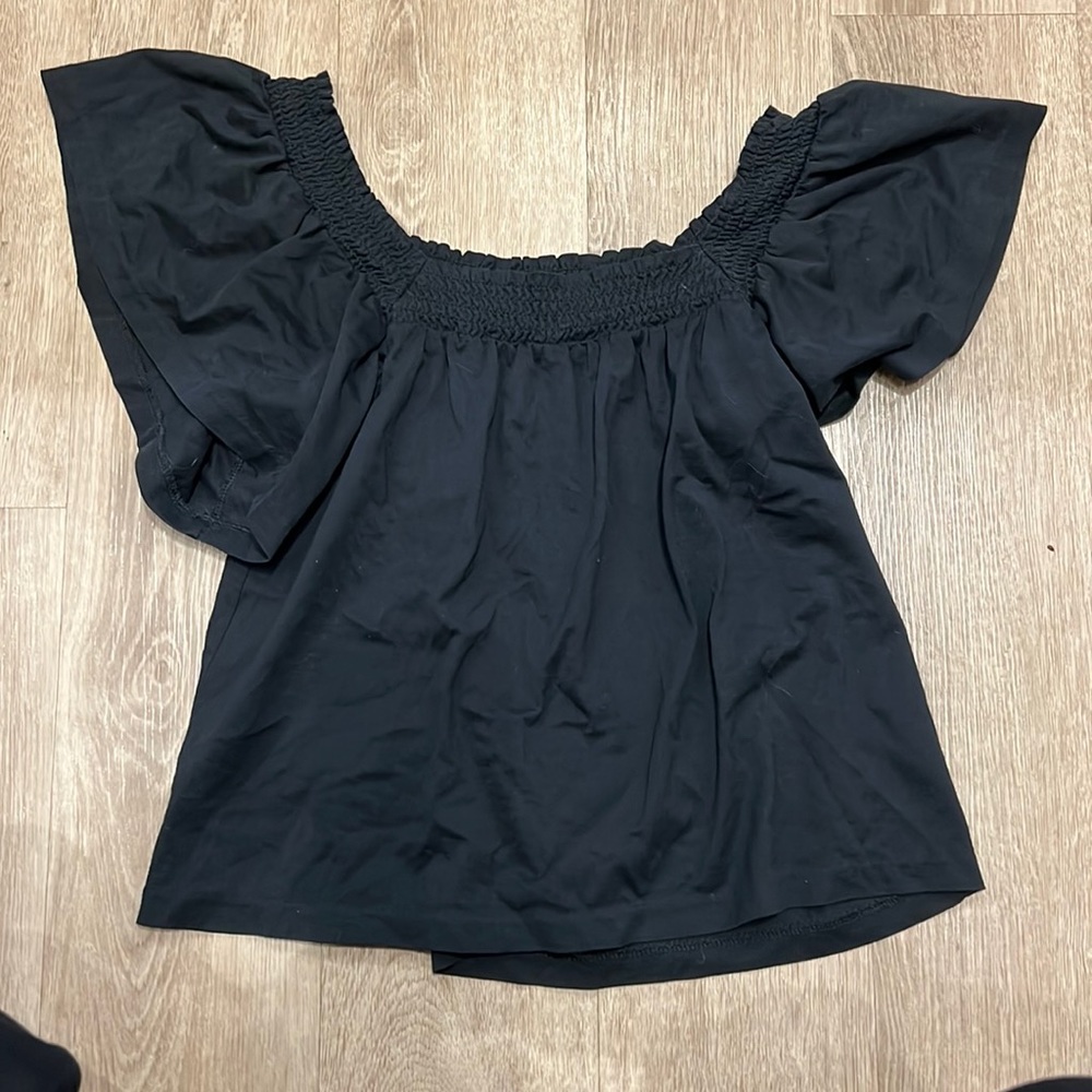 Black j crew off the shoulder top